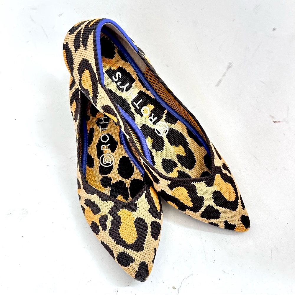 Rothy's The Point Big Cat Flats Pointed Toe Leopa… - image 3